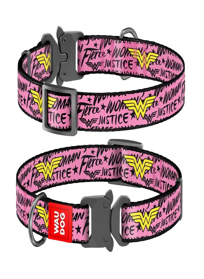 WAUDOG Adjustable Dog Collars - Superman Printed Collars for Dogs & Puppies - Soft Durable & Strong Dog Collars - Nylon Dog Collars for Pets - Pink,Black (23-35 cm) - Image 1